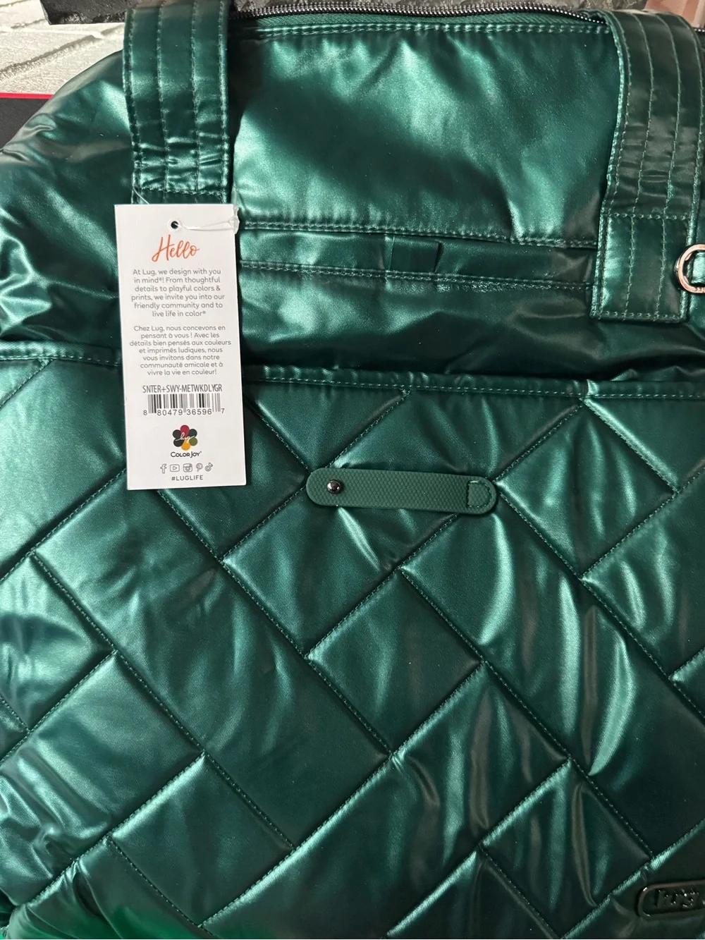 lug Quilted Metallic Emerald Green Backpack